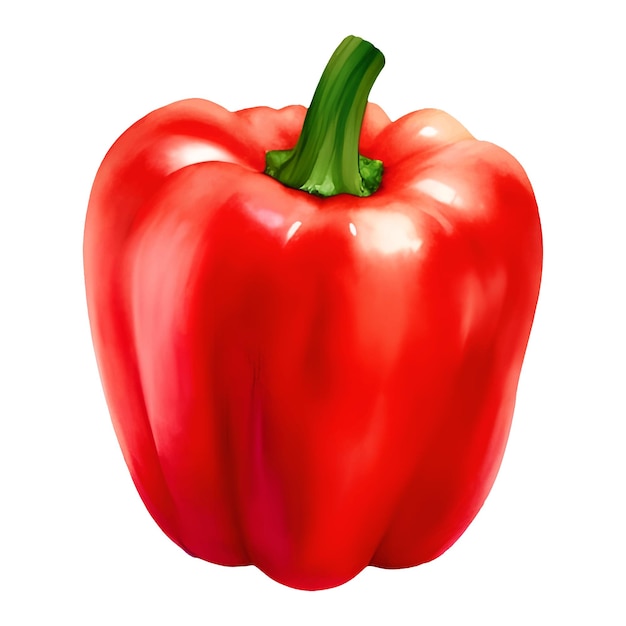 Red Paprika Bell Pepper Isolated Hand Drawn Painting Illustration