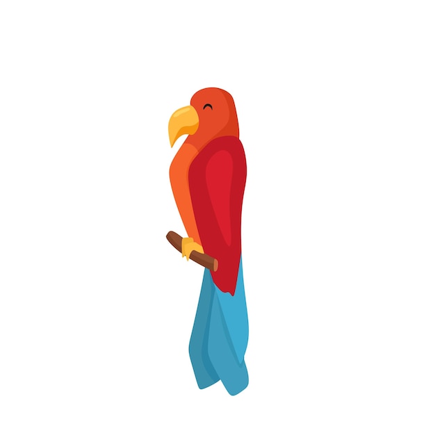 Red parrot vector cartoon illustration