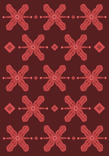 Vector red pattern flower wallpaper