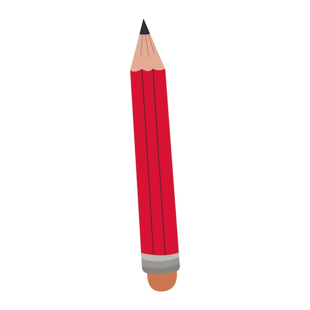 Red pencil for school isolated icon on white background vector illustration