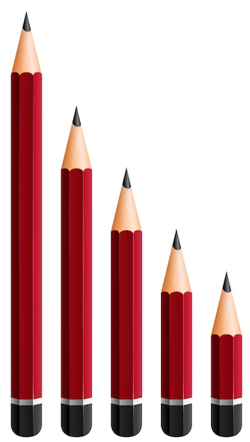 Vector red pencils in different sizes