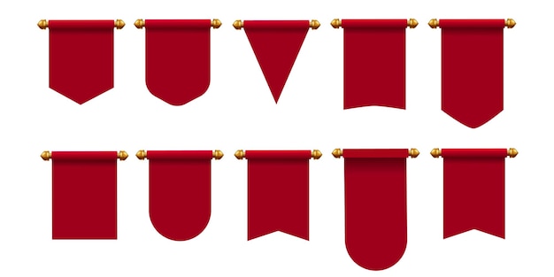 Red pennant flags set