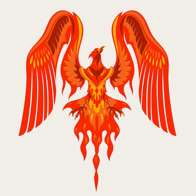 Logo di red phoenix mascot character con illustrazione di effetto fuoco