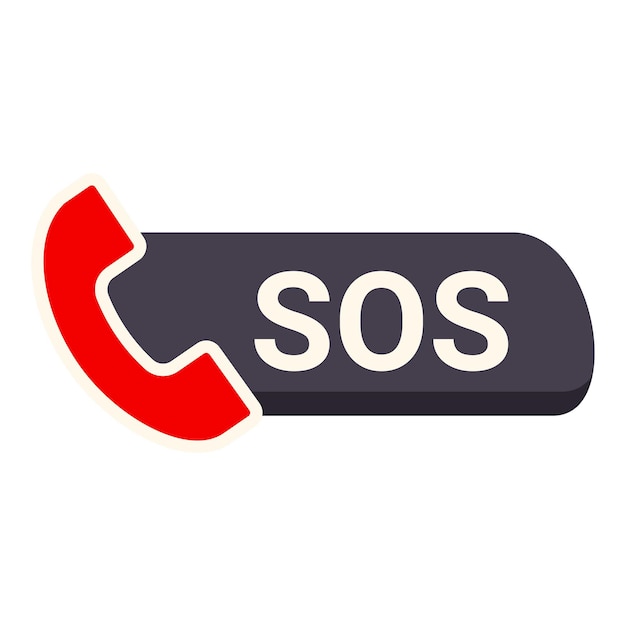 赤い電話アイコンで SOS 緊急連絡のコンセプトを呼び出します