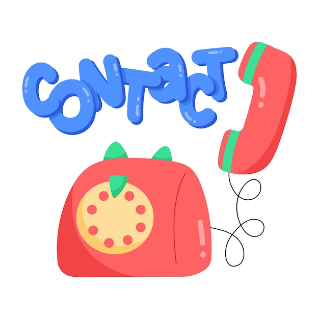 A red phone with the word contact on it