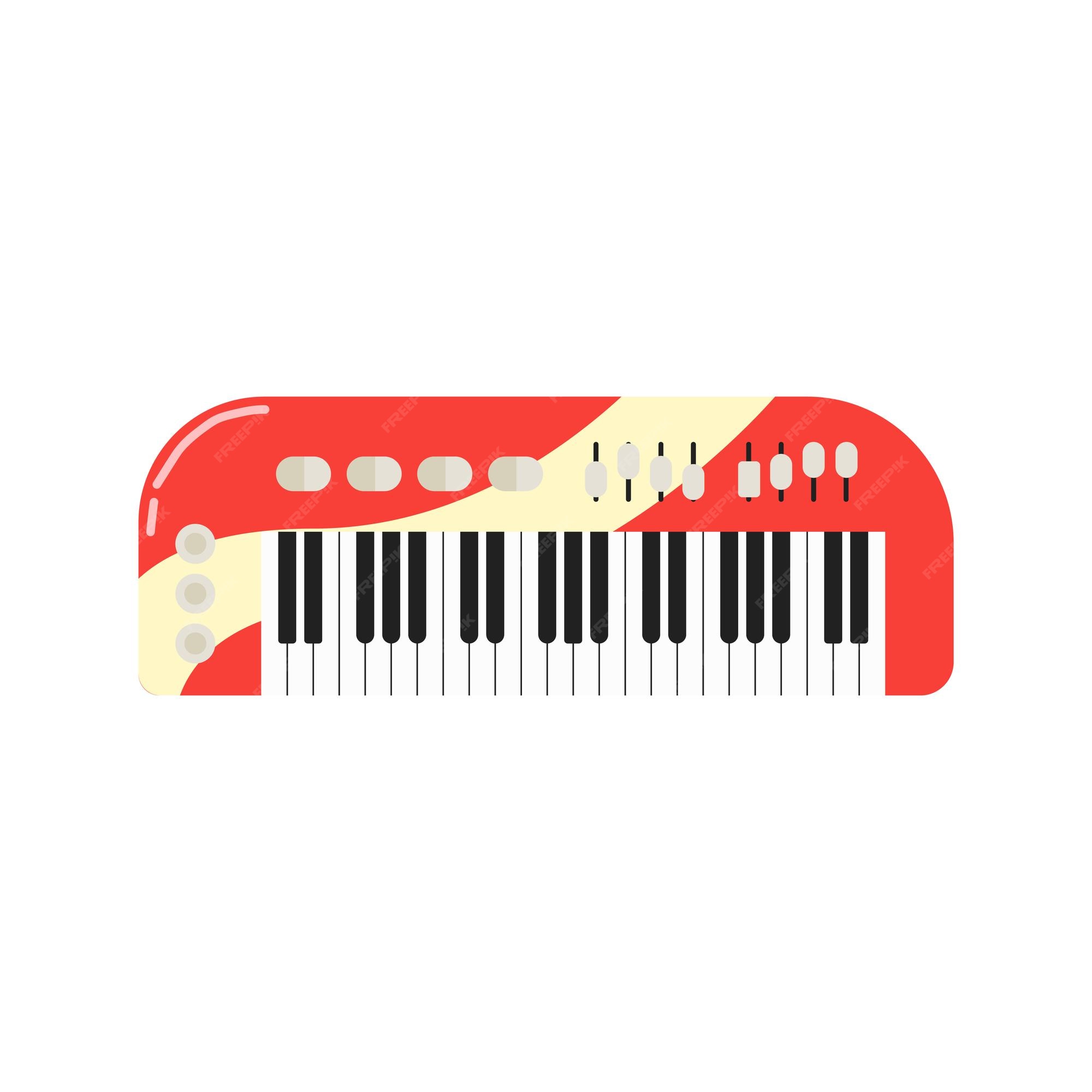 Premium Vector | Red piano keyboard cartoon musical synthesizer vector illustration isolated on white Premium Vector | Red piano keyboard cartoon musical synthesizer vector illustration isolated on white