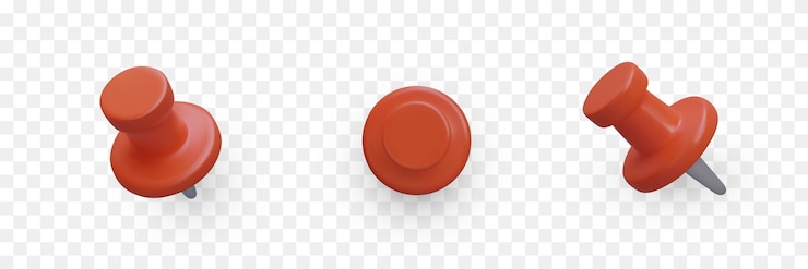 Vector red pin in different positions set of realistic images