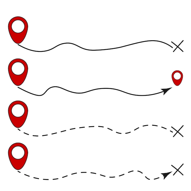 빨간색 핀 위치 아이콘 손으로 그린 스케치 스타일 장소 메이커 위치 핀 gps 포인트 픽토그램  ⁇ 터 일러스트레이션