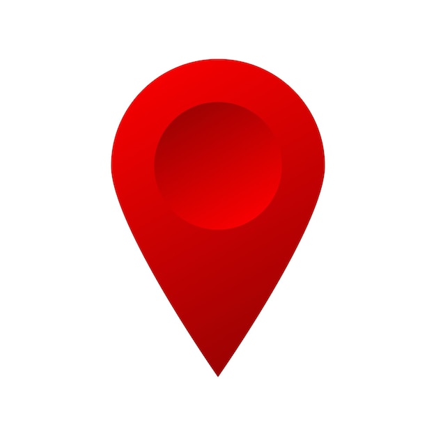 Simbolo di posizione punto pin rosso isolato su sfondo bianco
