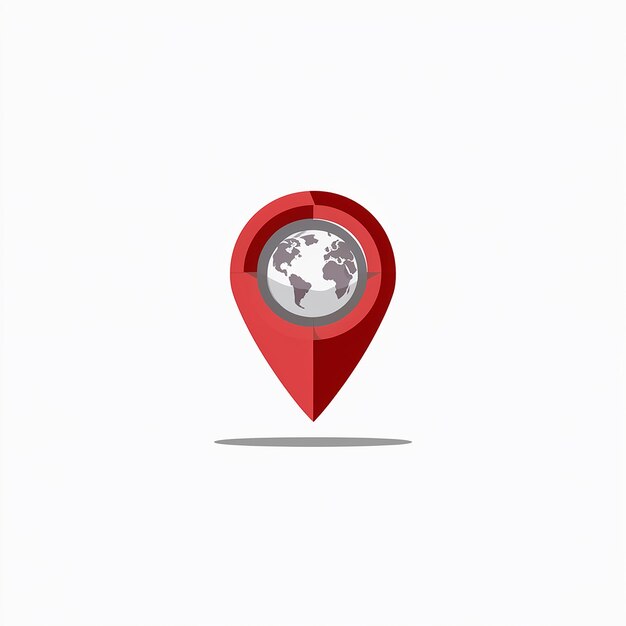 Vector a red pin with a world on it