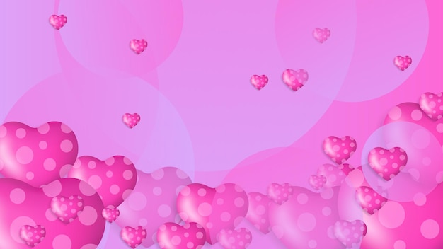 赤ピンクと白のバレンタイン クリスマス新年 3 d デザインの背景に愛のハート形のバルーン ベクトル イラスト グリーティング バナー カード壁紙チラシ ポスター パンフレット結婚式招待状