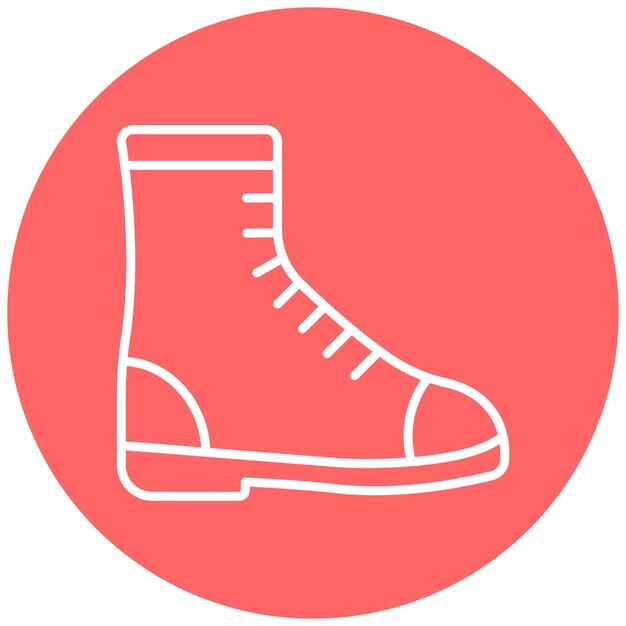 A red and pink logo with a red shoe on it