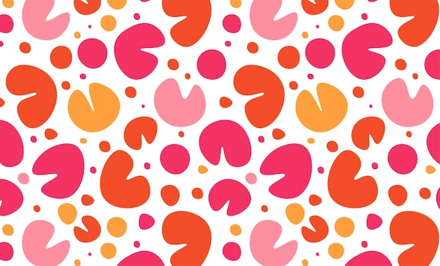 Red pink and orange shapes seamless pattern