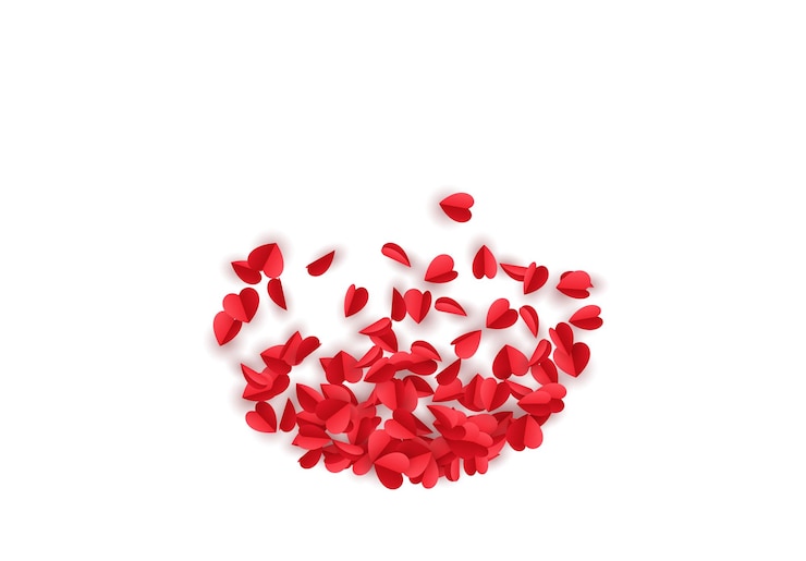 Vector red and pink of paper hearts isolated on white background. vector illustration