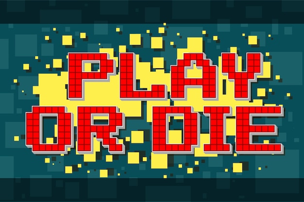 Pixel retrò retro play o pulsante die per videogiochi