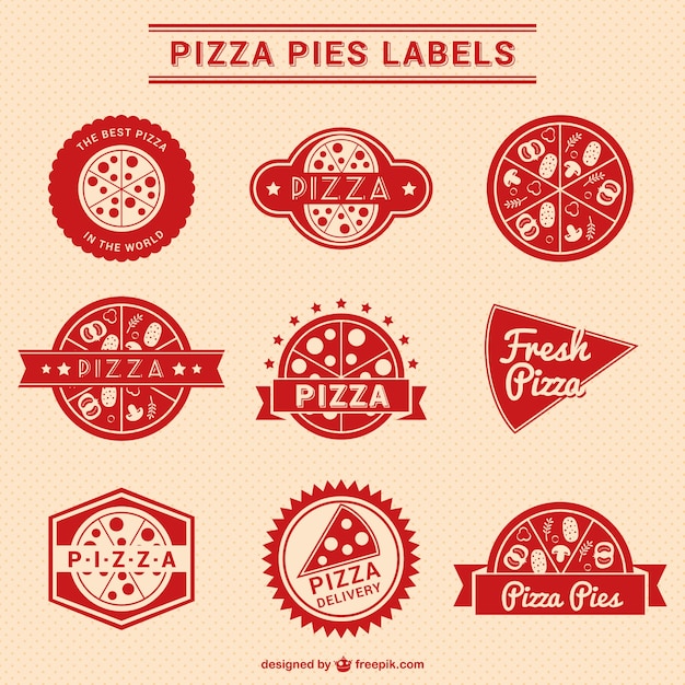 Red pizza labels collection