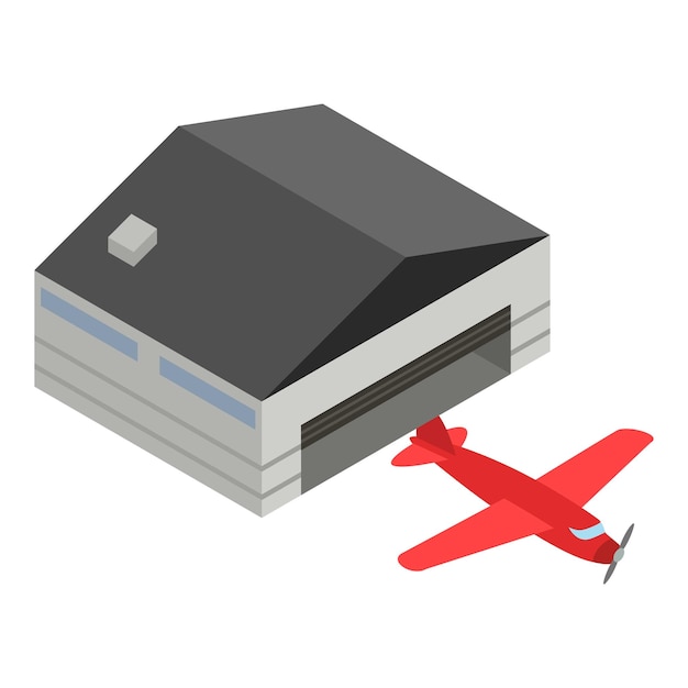 Red plane icon Isometric illustration of red plane vector icon for web