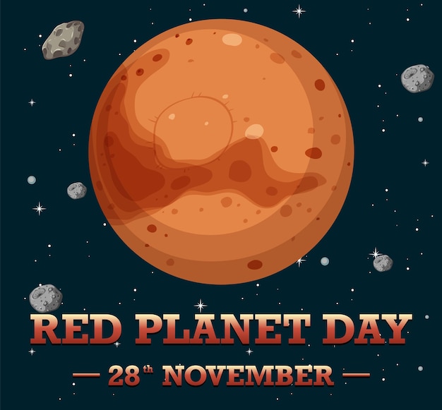 Vector red planet day poster template