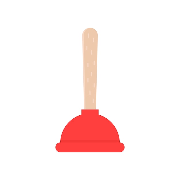 Vector red plunger icon. concept of cleaning, problem, drainage, remove garbage, sewage, pollution, housework, procleaning, vantuz. flat style trend modern logo graphic design on white background