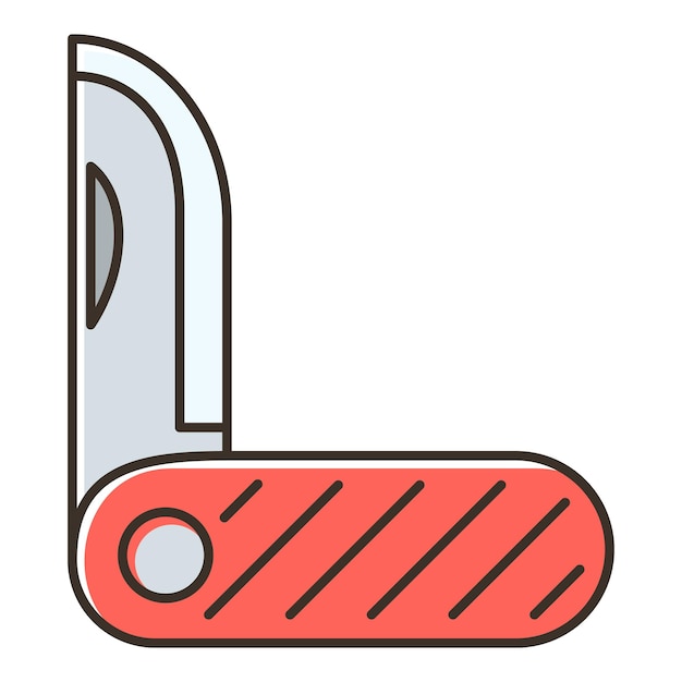 Красный значок карманного ножа Плоская иллюстрация векторной иконки карманного ножа для паутины