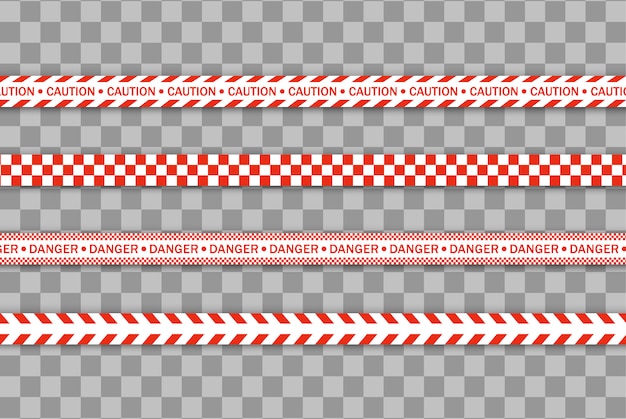 Red police line warning tape, danger, caution tape. covid-19, quarantine, stop, do not cross, border closed. red and white barricade. danger signs. quarantine zone due to coronavirus.  .