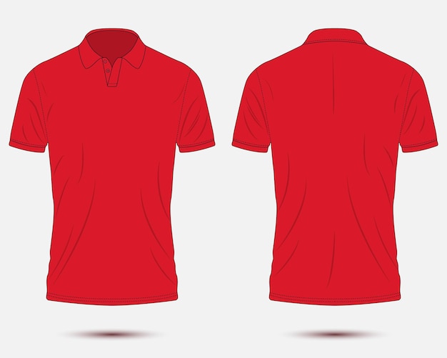 Red polo shirt mockup front and back view