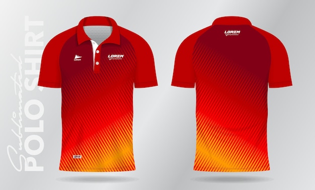 Vector red polo shirt mockup template design for sport jersey