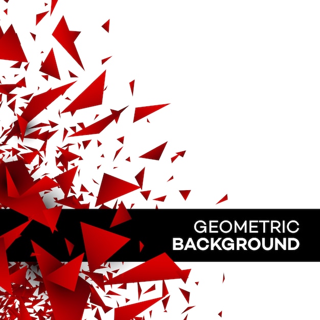 Red polygon background triangle geometric design.