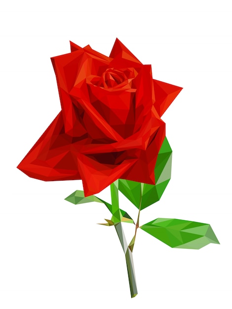 Vector red polygon rose