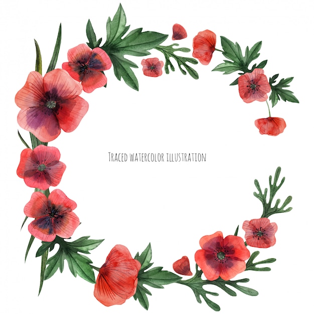 Red poppies wreath