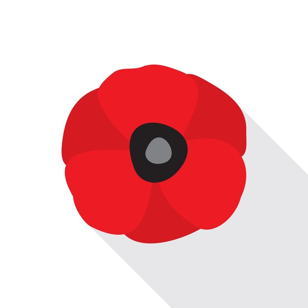 Vector red poppy flat icon