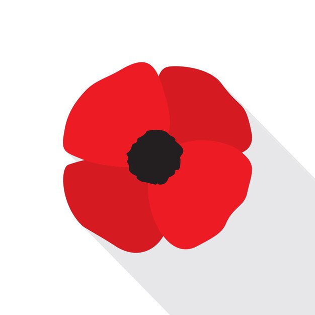 Vector red poppy flower flat icon
