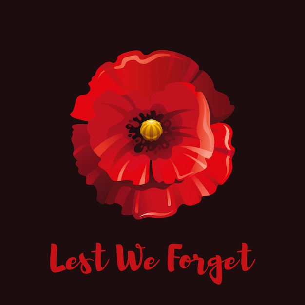 Vector red poppy flower for remembrance day