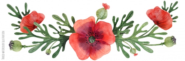 Vettore red poppy gala vignette