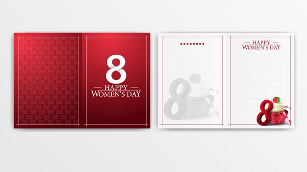 Red postcard for women's day ready to print