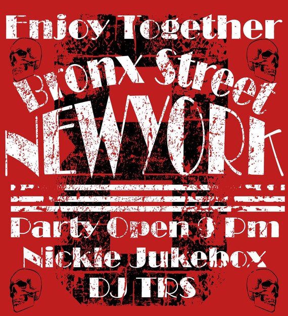 a red poster with the words quot happy new york city quot on it