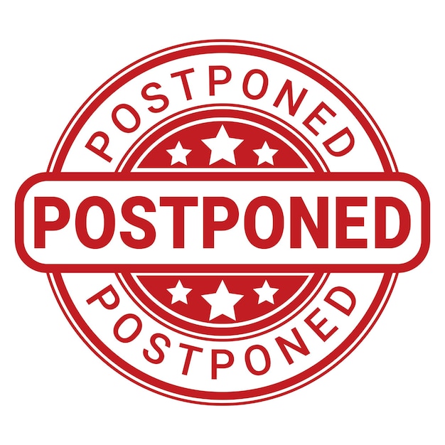 Vector red postponed stamp sticker with stars vector illustration