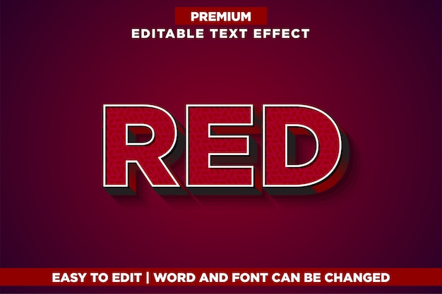 Red, premium editable text effect font style