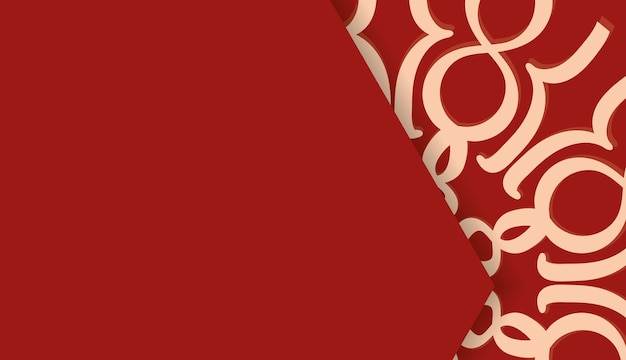 Red presentable background with beige geometric ornament