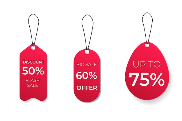 Vector red price sale tags in flat design
