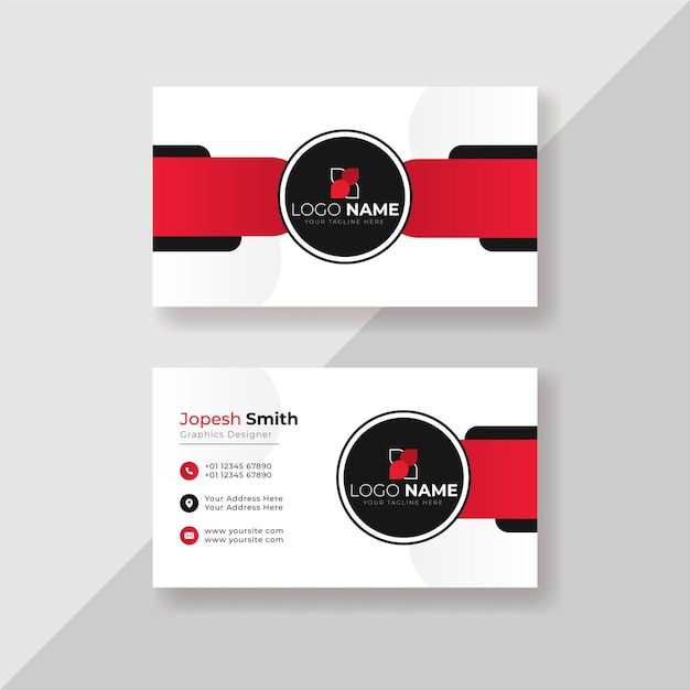 Red professional business card template