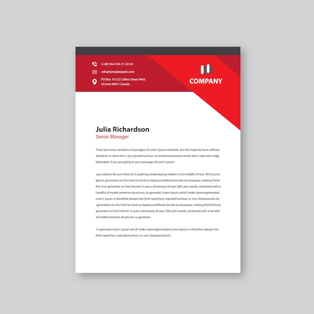Red professional business Letterhead