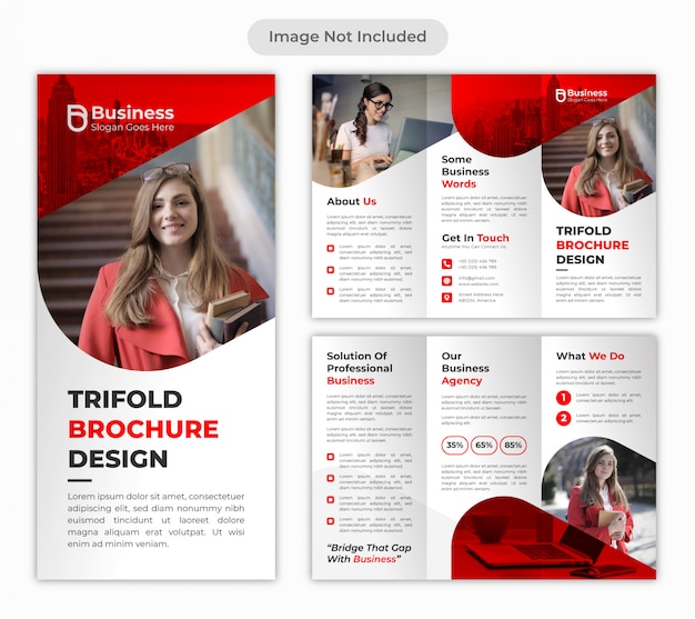 Red professional corporate business tri-fold brochure design template