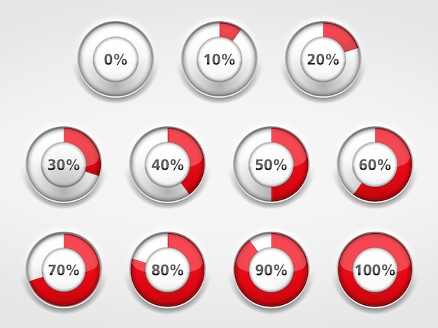 Red progress indicators set vector eps10 illustration