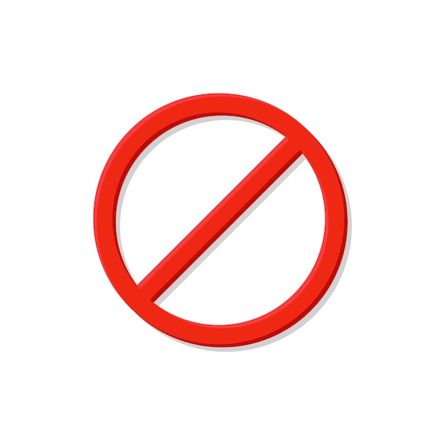 Vector red prohibition sign circle with crossed out line