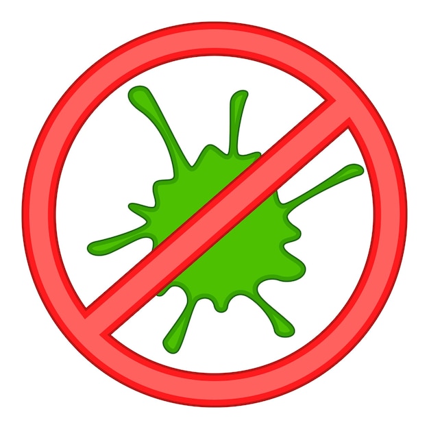 Red prohibition sign and green slime icon Cartoon illustration of red prohibition sign and green slime vector icon for web