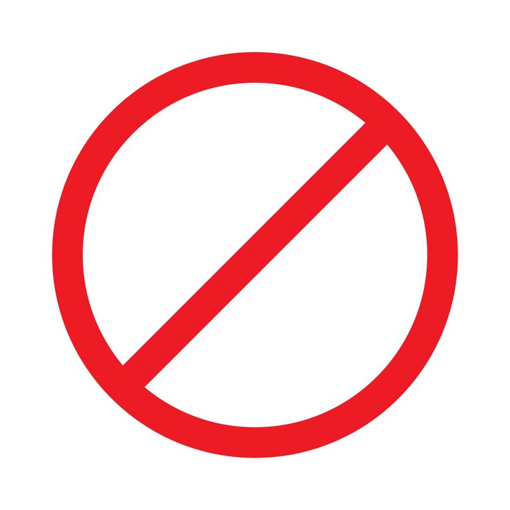 Vector red prohibition sign on white plate isolated on white background 