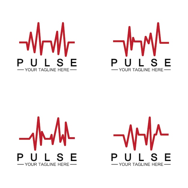 Red pulse line logo vector icon design