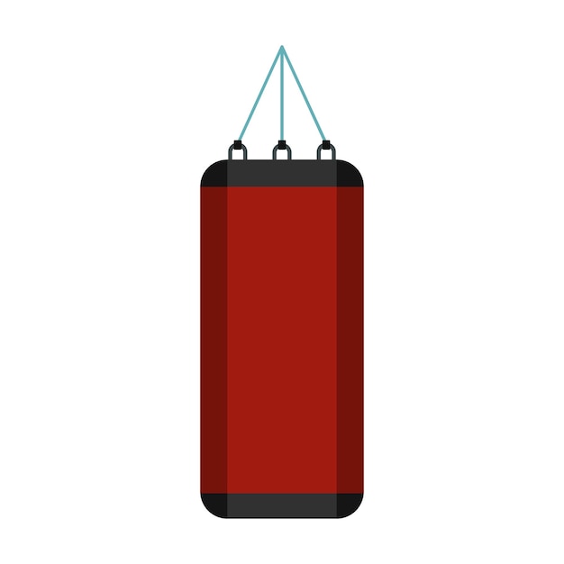 Вектор Красная боксерская груша для иконы бокса в плоском стиле на белом фоне