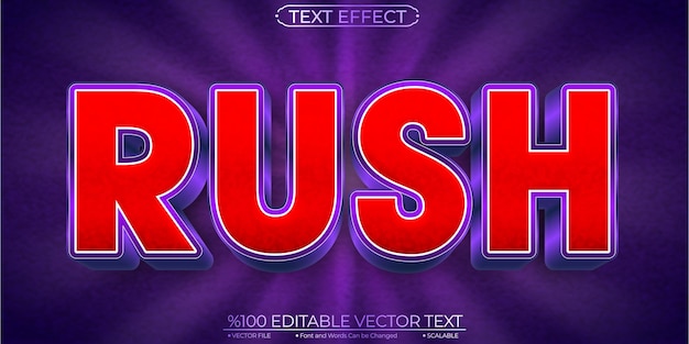 Редактируемый и масштабируемый векторный текстовый эффект Red and Purple Rush